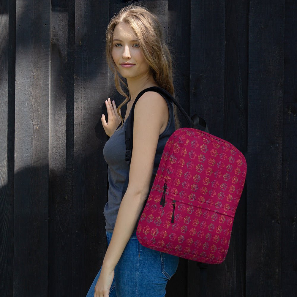 Burgundy Paw Prints Backpack - DoggyLoveandMore