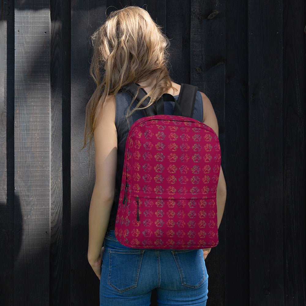 Burgundy Paw Prints Backpack - DoggyLoveandMore