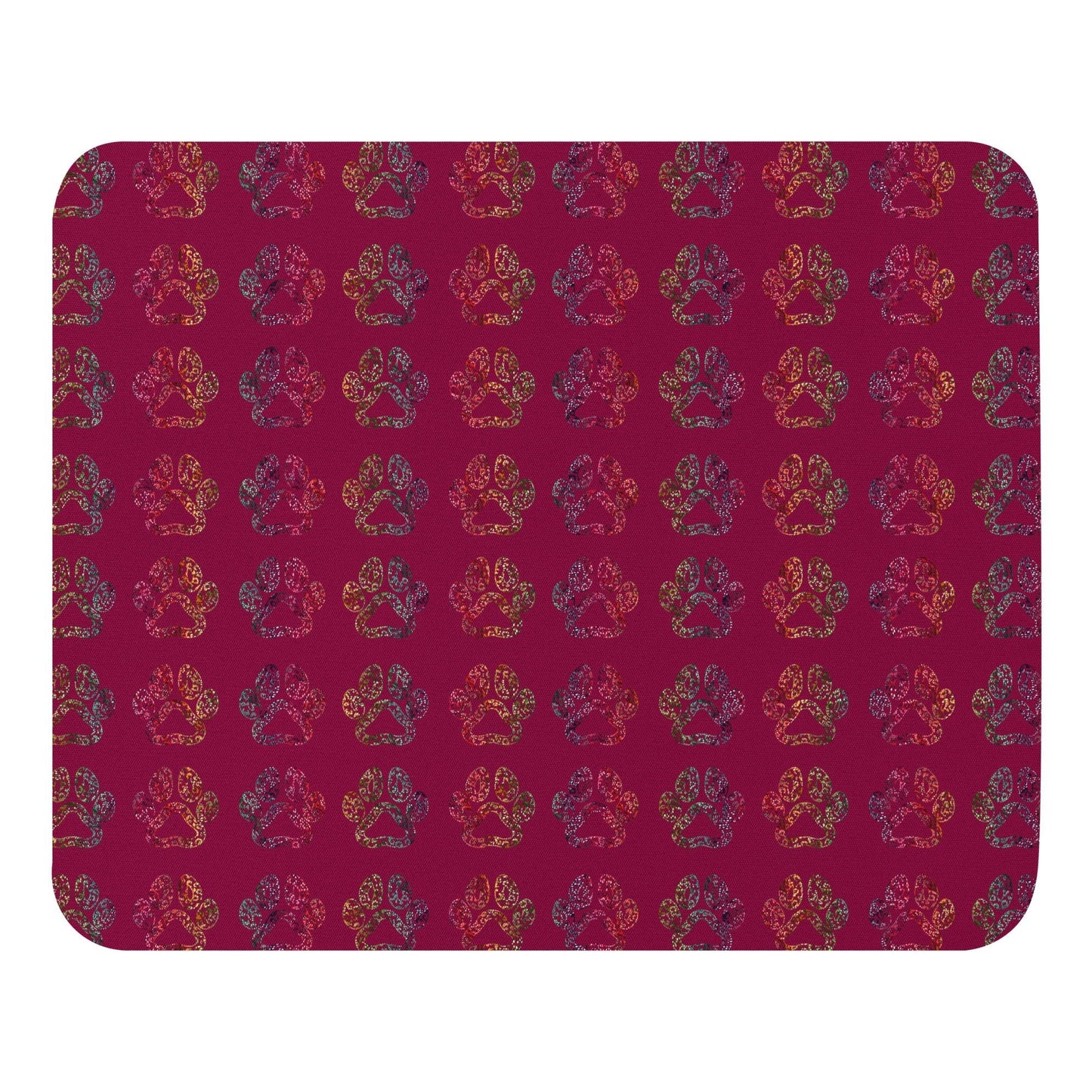 Burgundy Paw Prints Mouse Pad - DoggyLoveandMore