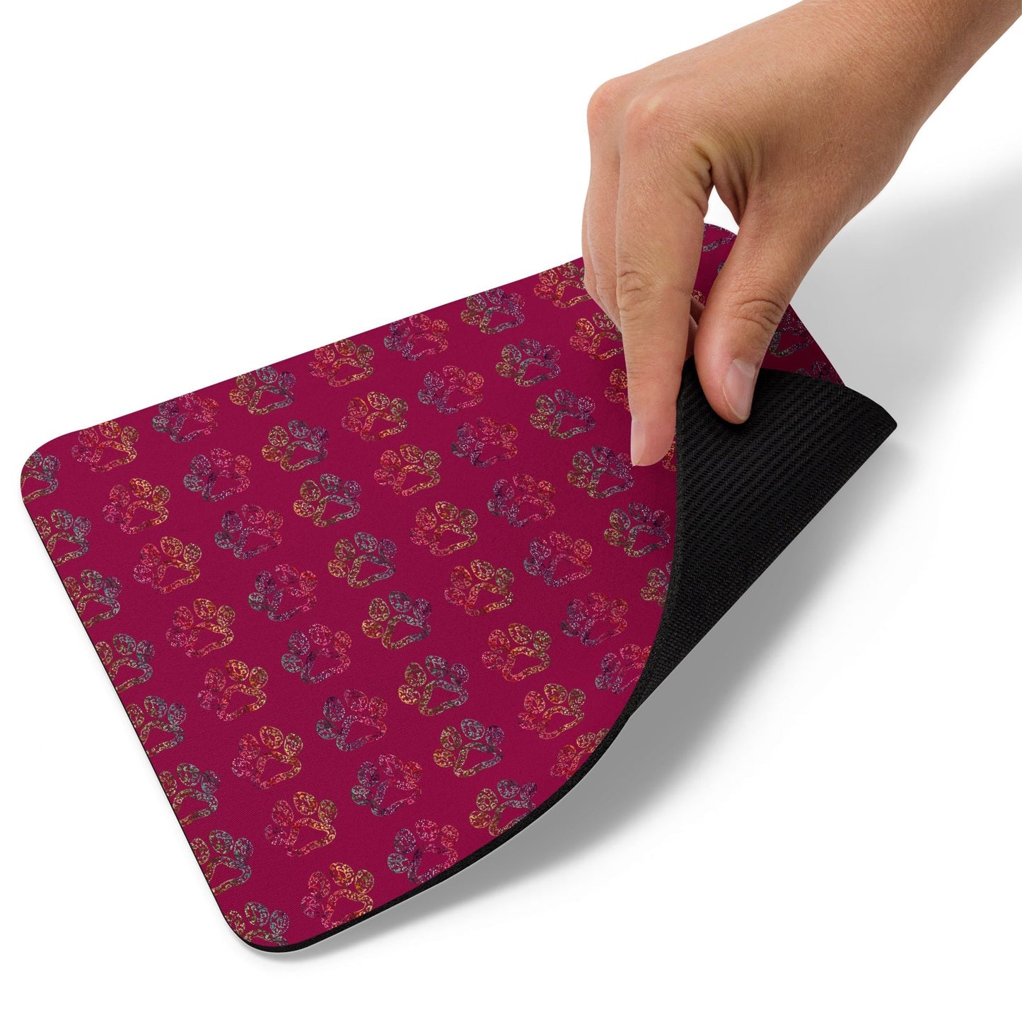 Burgundy Paw Prints Mouse Pad - DoggyLoveandMore