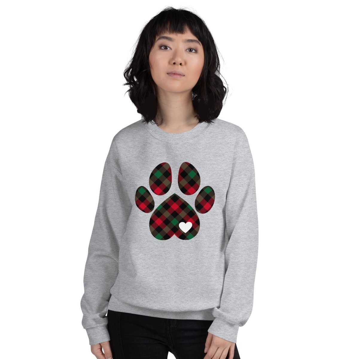 Christmas Plaid Dog Paw Sweatshirt - DoggyLoveandMore