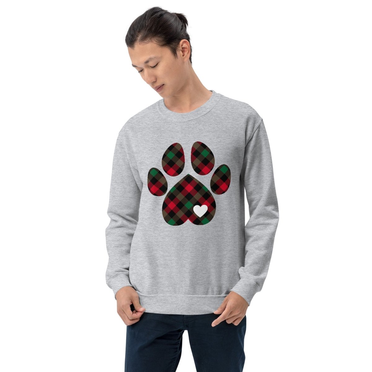 Christmas Plaid Dog Paw Sweatshirt - DoggyLoveandMore