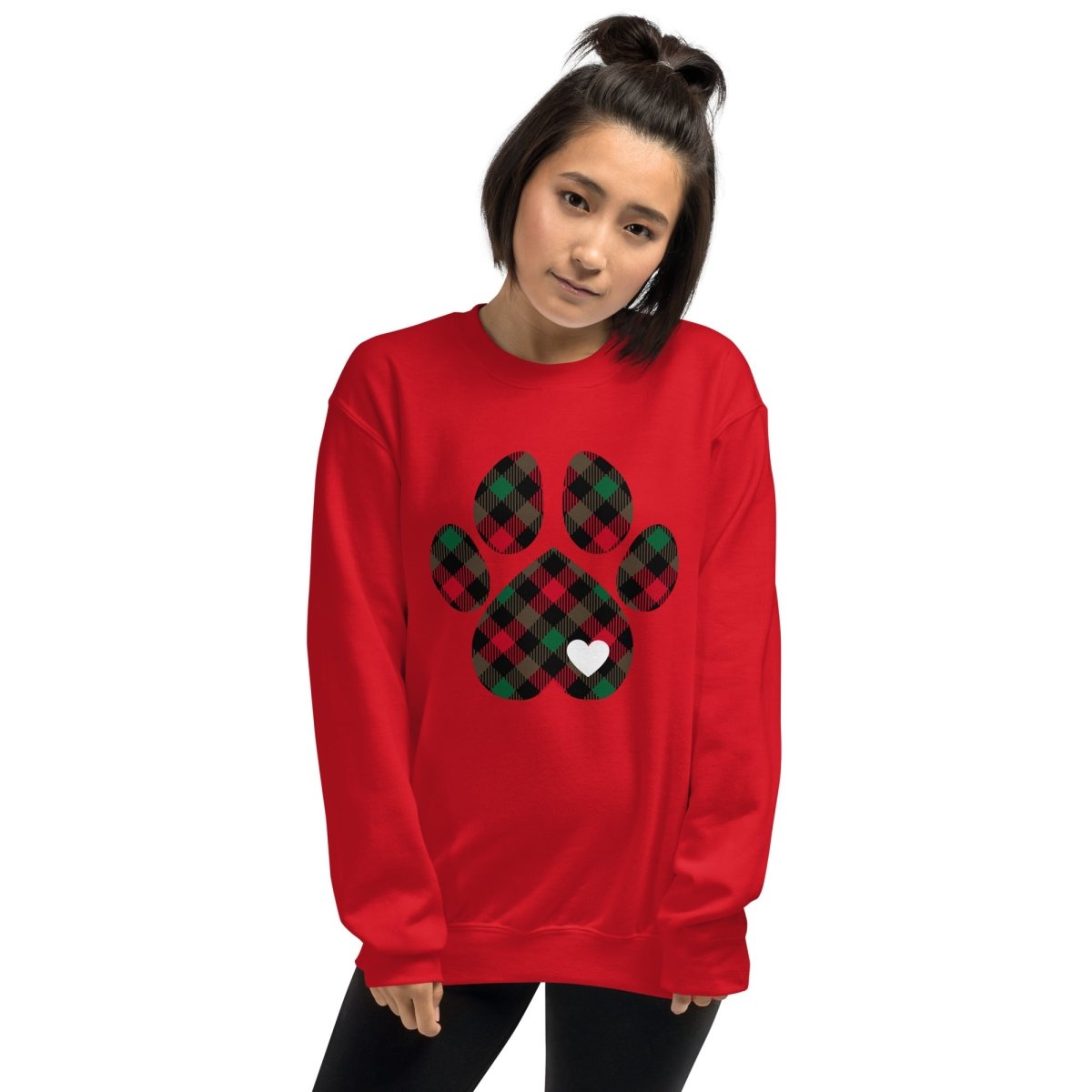 Christmas Plaid Dog Paw Sweatshirt - DoggyLoveandMore