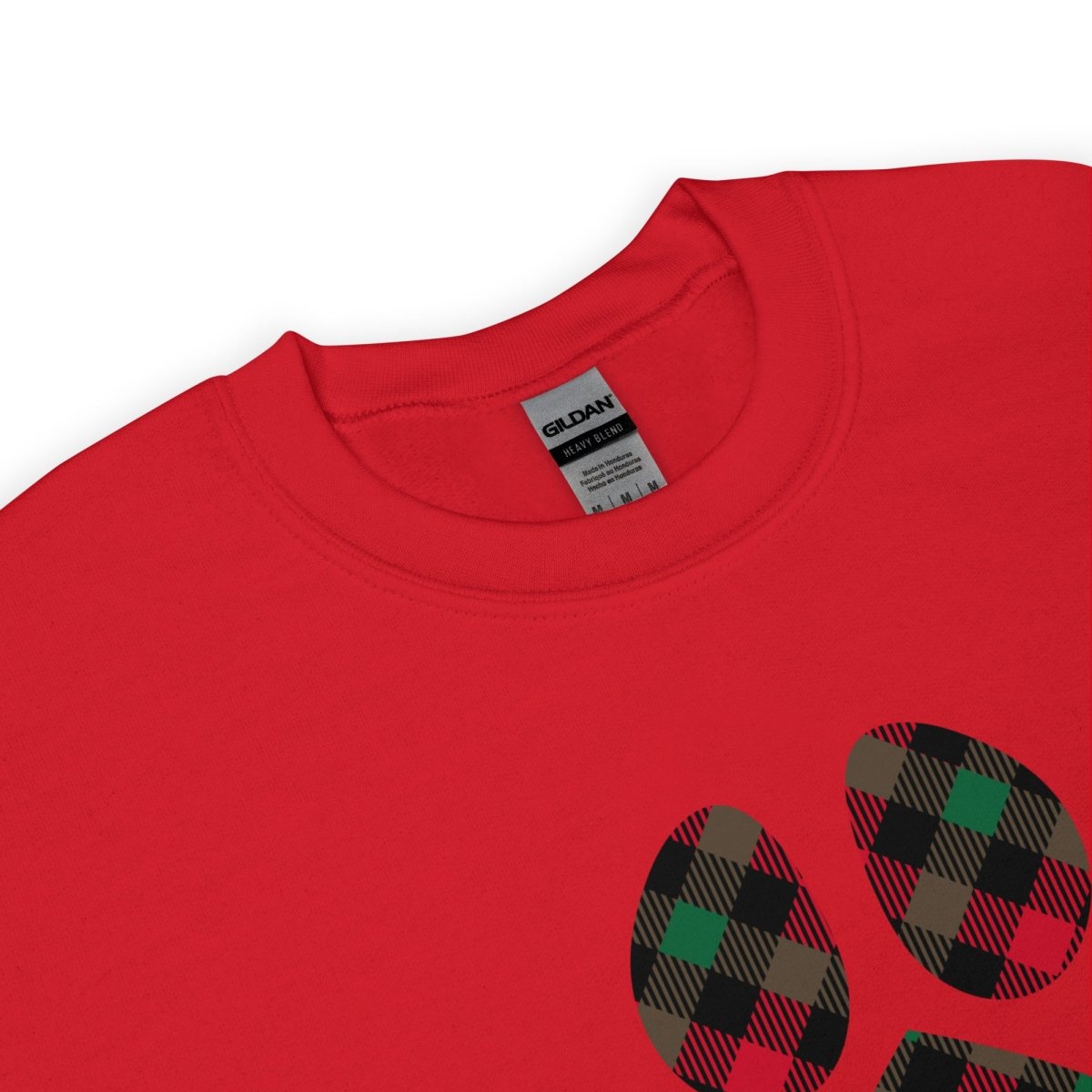 Christmas Plaid Dog Paw Sweatshirt - DoggyLoveandMore