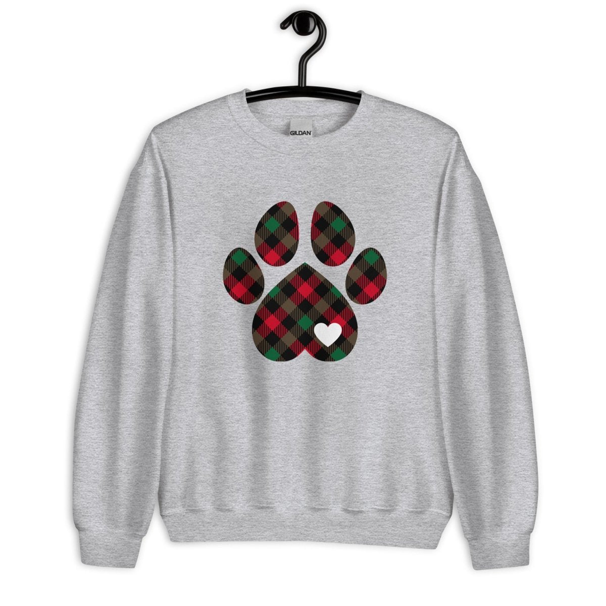 Christmas Plaid Dog Paw Sweatshirt - DoggyLoveandMore