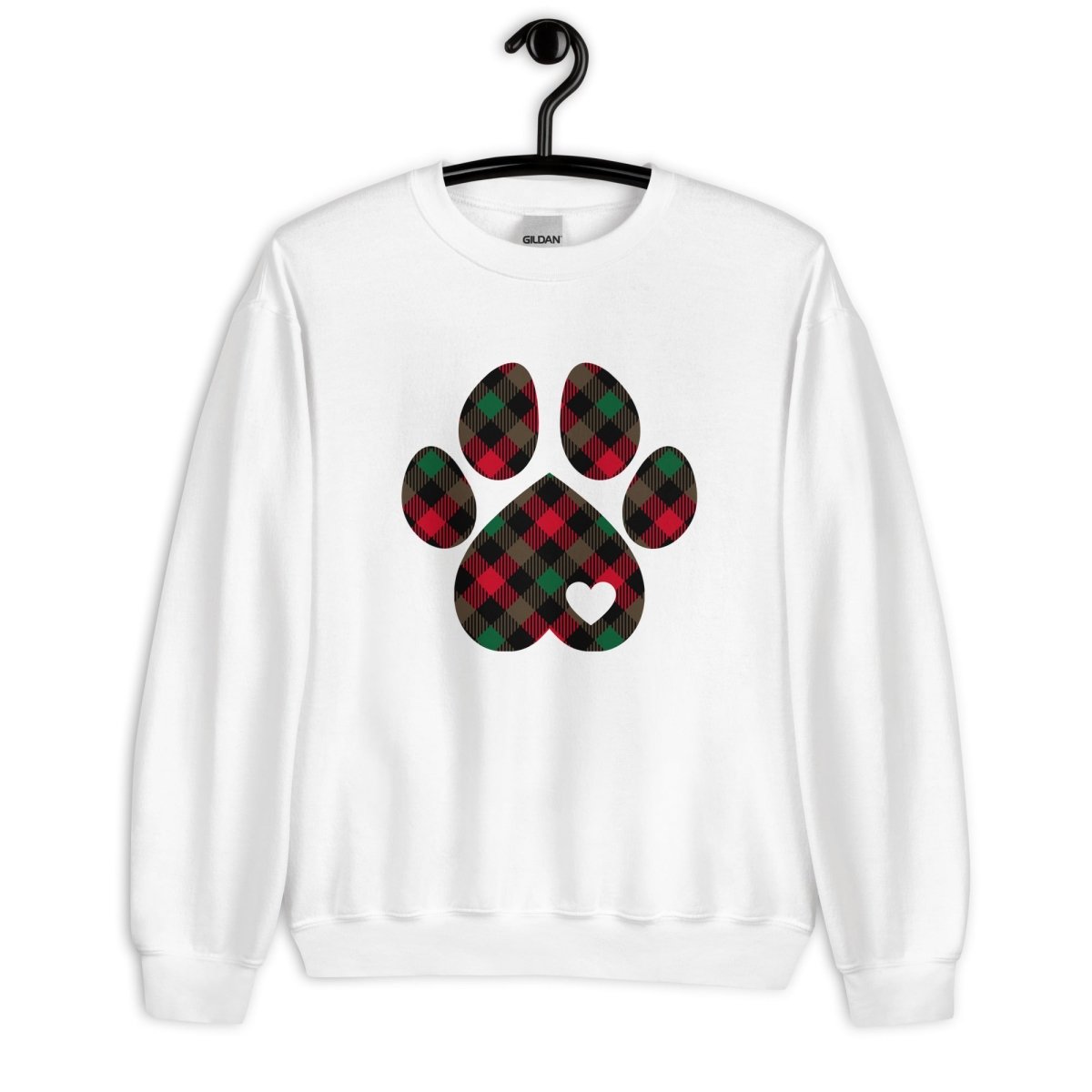 Christmas Plaid Dog Paw Sweatshirt - DoggyLoveandMore