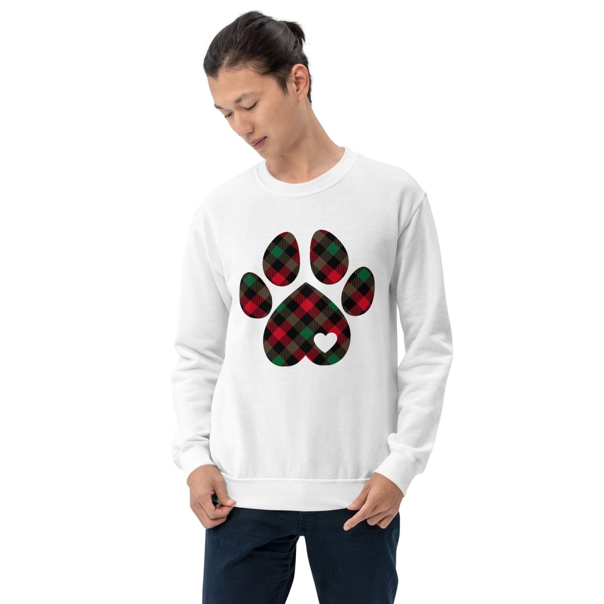 Christmas Plaid Dog Paw Sweatshirt - DoggyLoveandMore