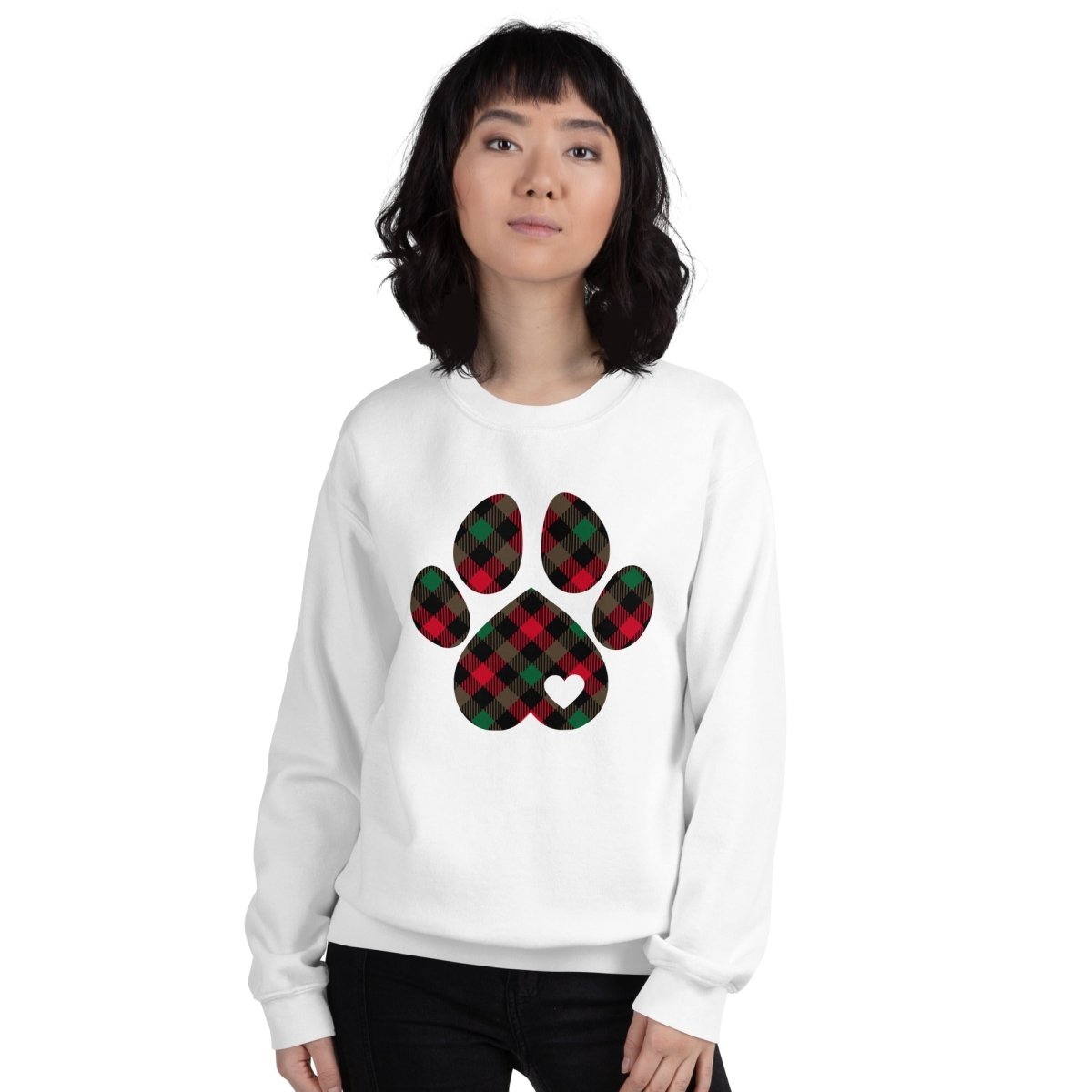 Christmas Plaid Dog Paw Sweatshirt - DoggyLoveandMore