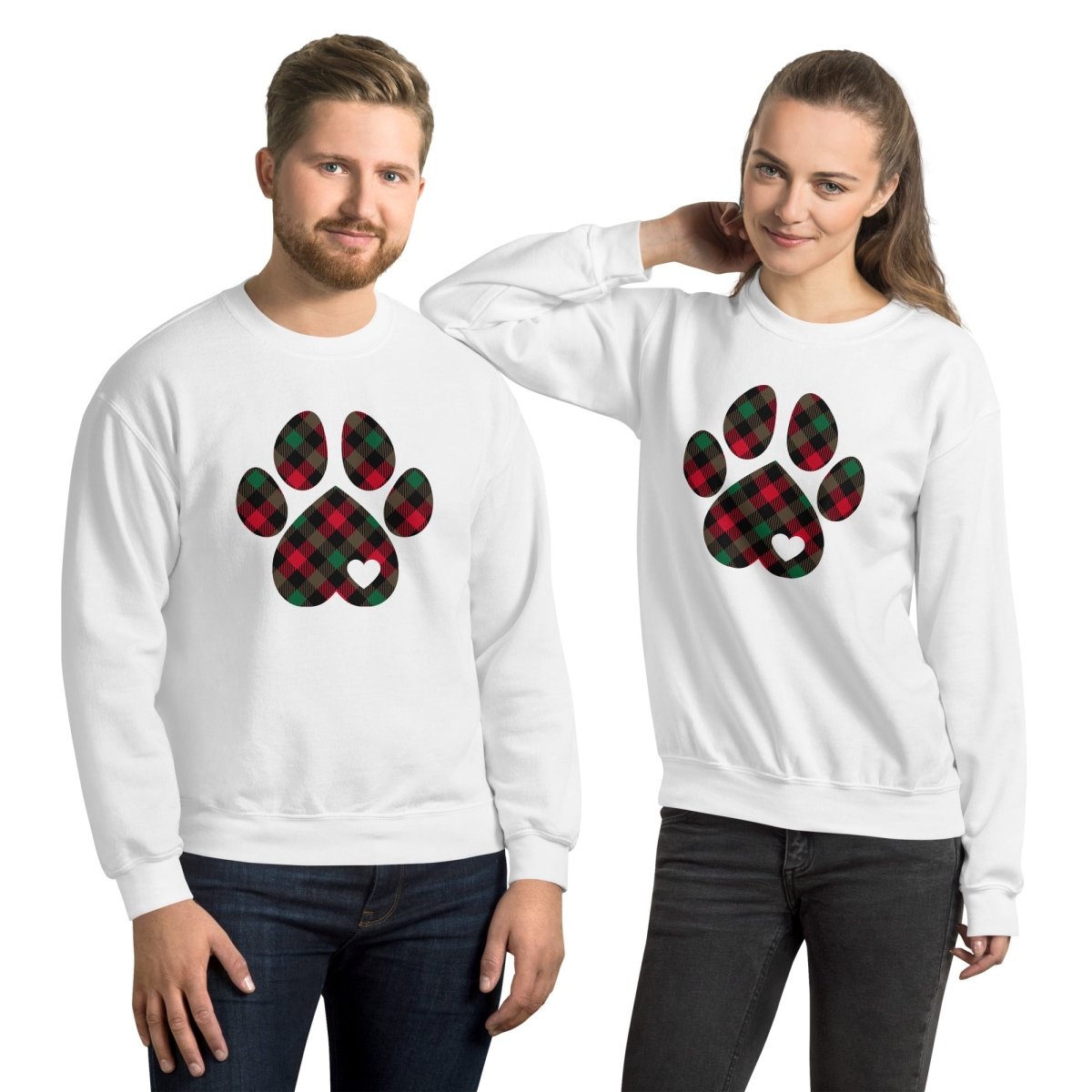 Christmas Plaid Dog Paw Sweatshirt - DoggyLoveandMore