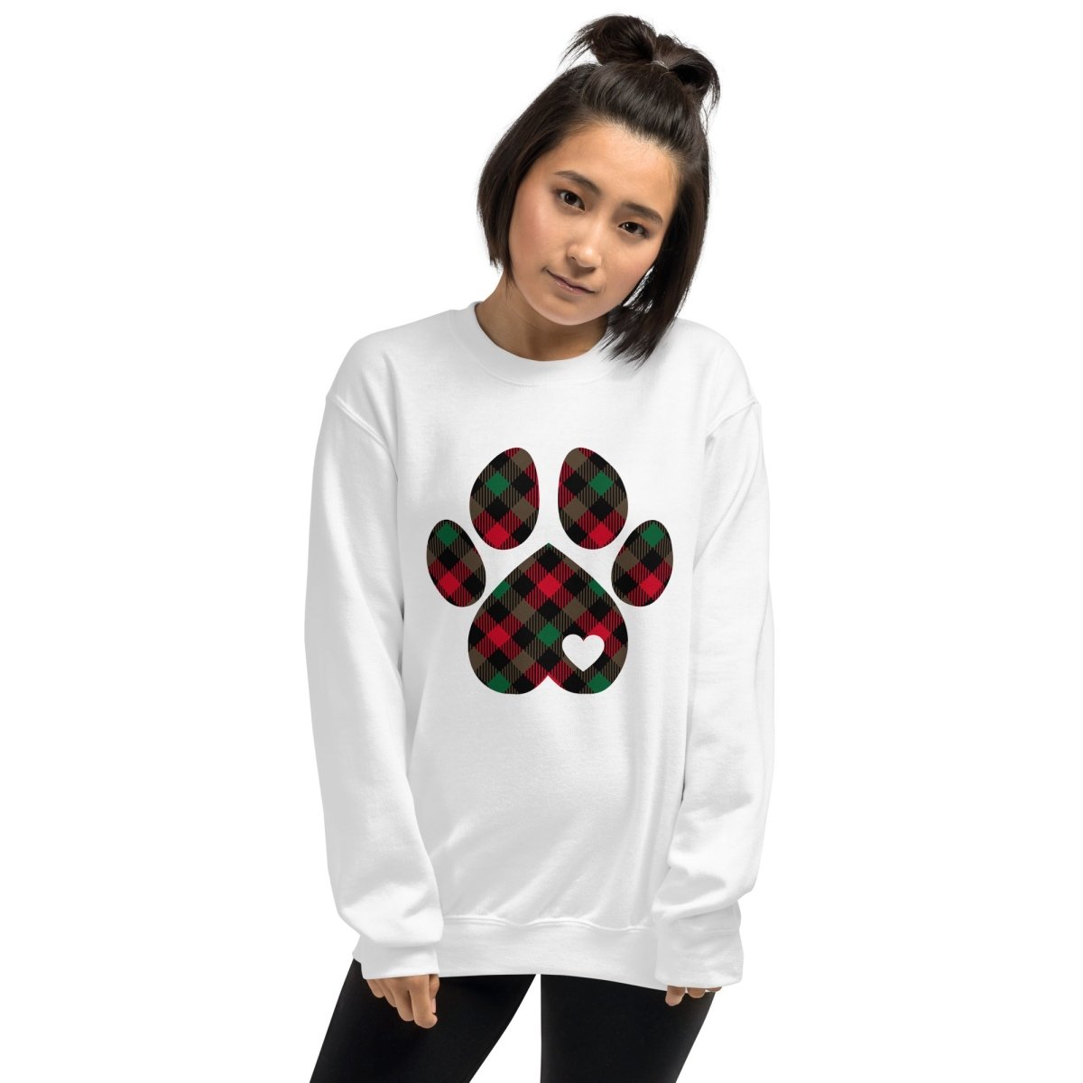 Christmas Plaid Dog Paw Sweatshirt - DoggyLoveandMore