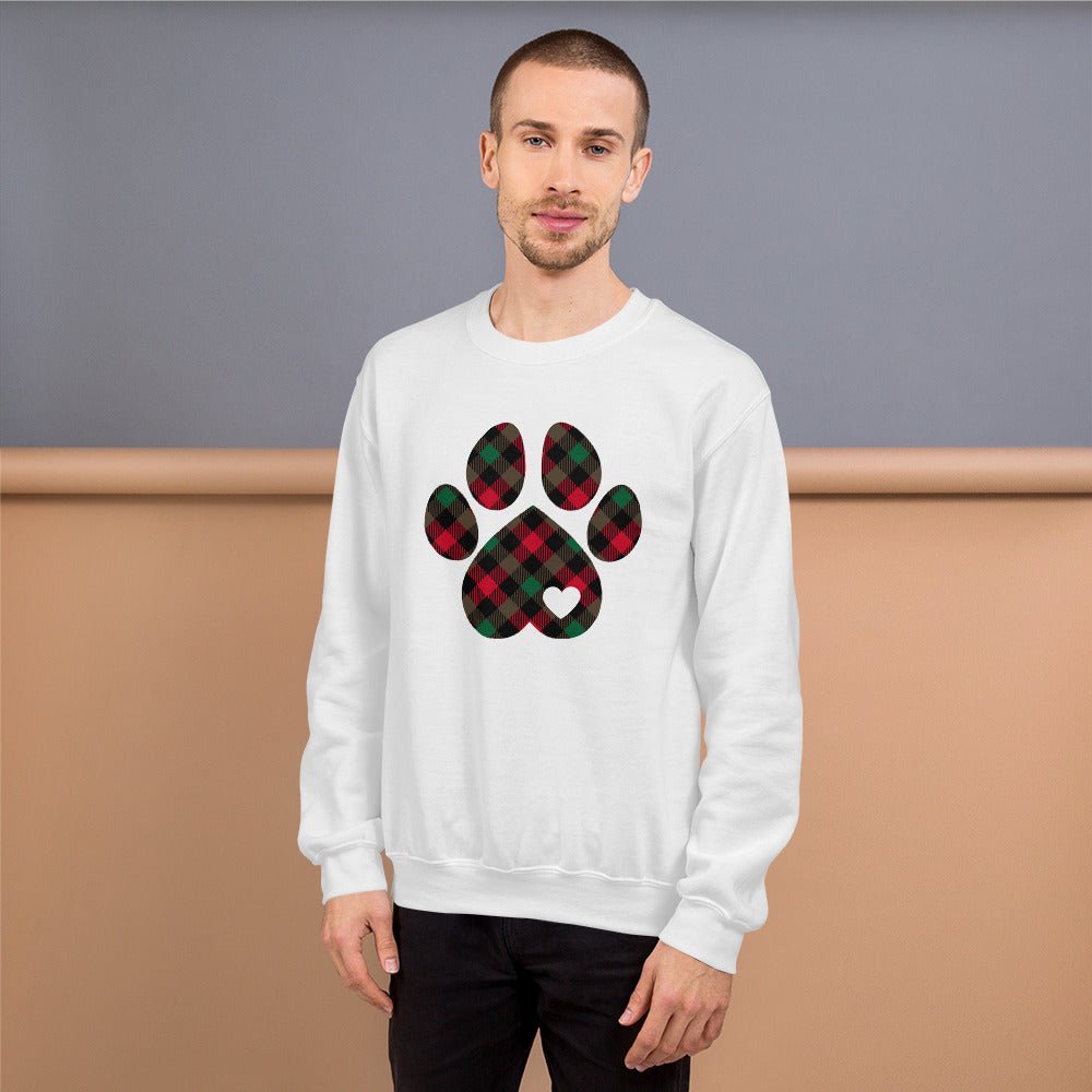 Christmas Plaid Dog Paw Sweatshirt - DoggyLoveandMore