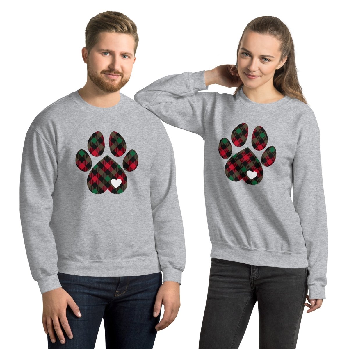 Christmas Plaid Dog Paw Sweatshirt - DoggyLoveandMore