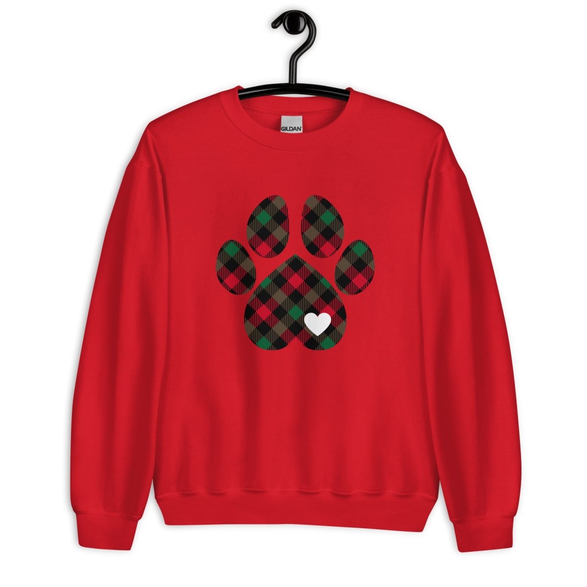 Christmas Plaid Dog Paw Sweatshirt - DoggyLoveandMore