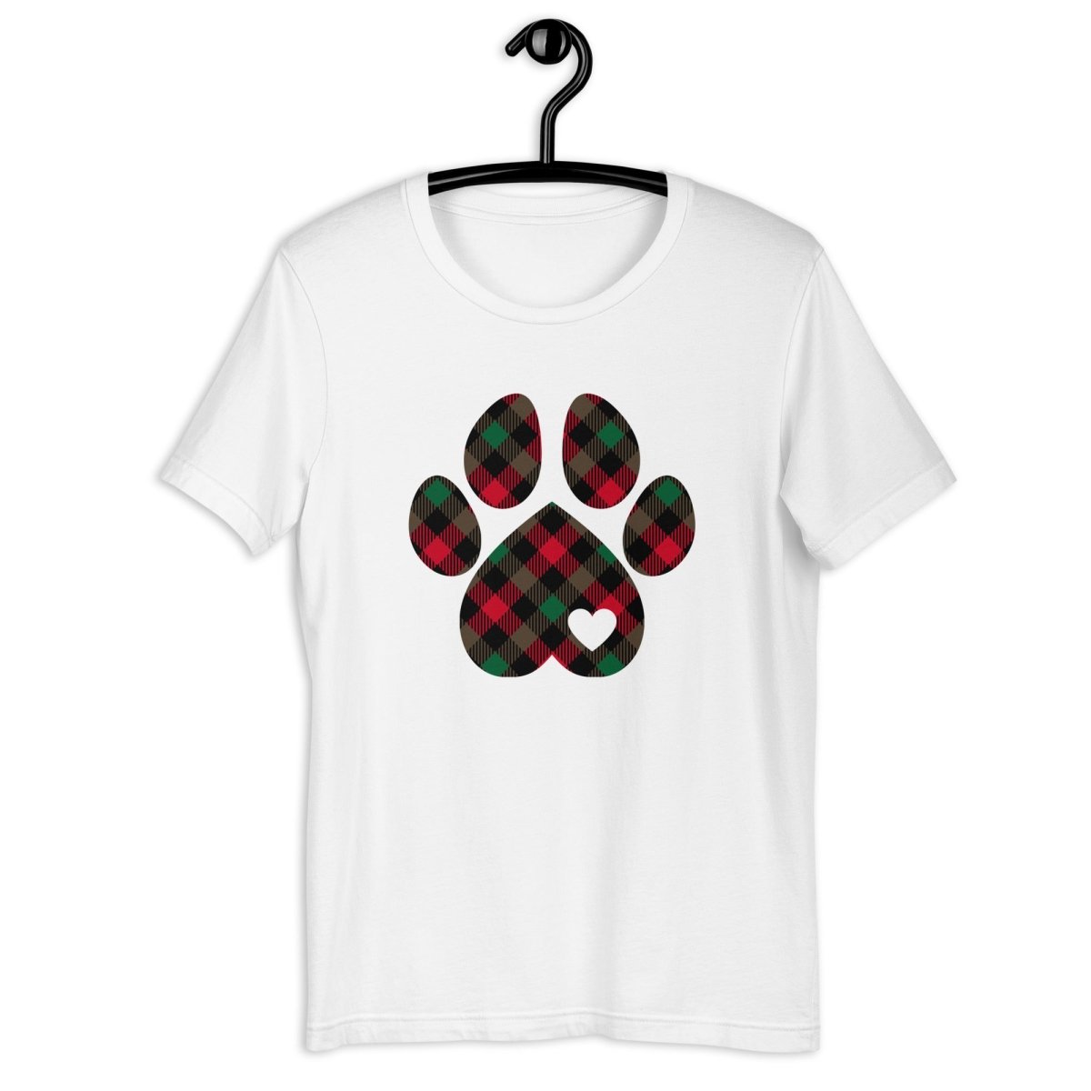 Christmas Plaid Dog Paw T-Shirt - DoggyLoveandMore