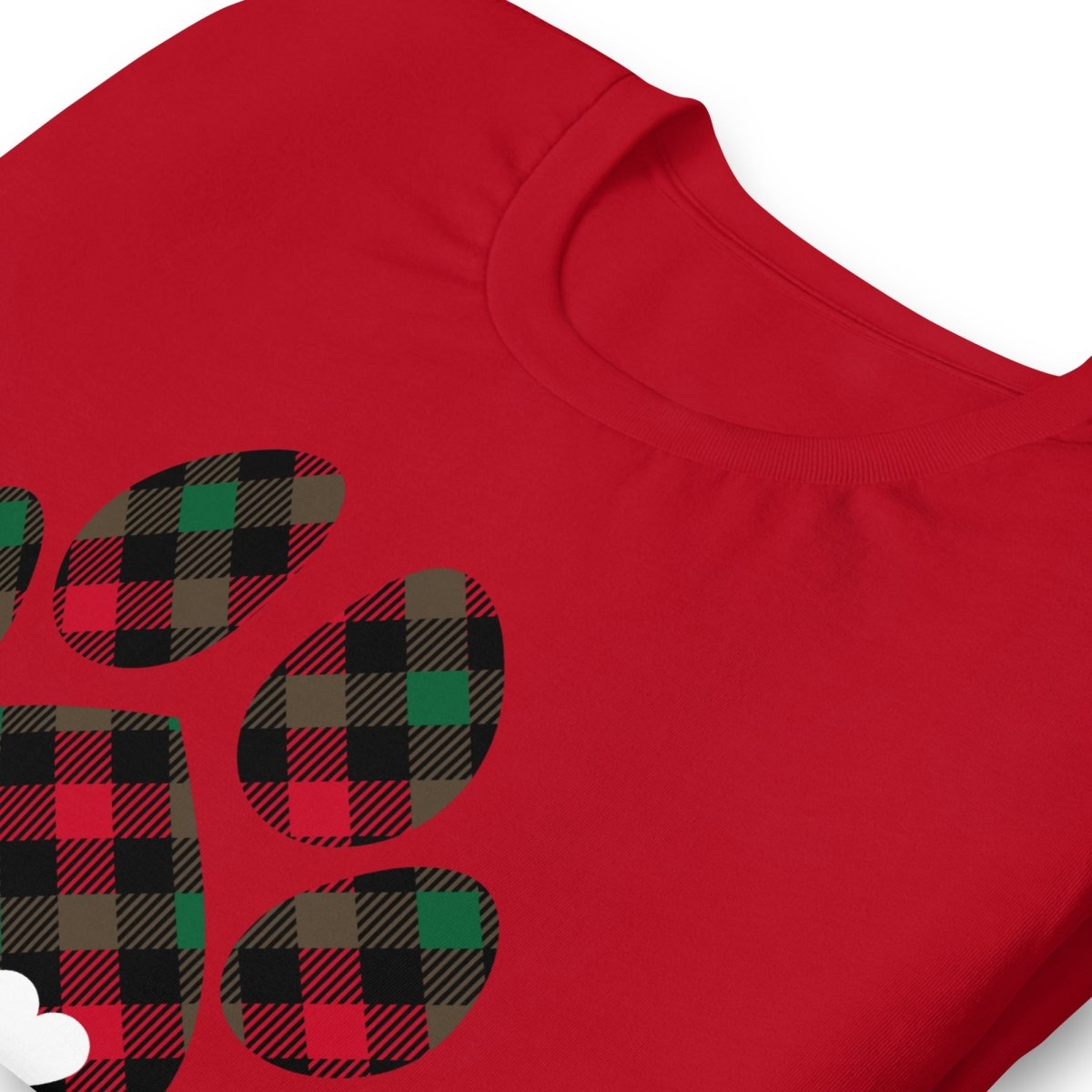 Christmas Plaid Dog Paw T-Shirt - DoggyLoveandMore