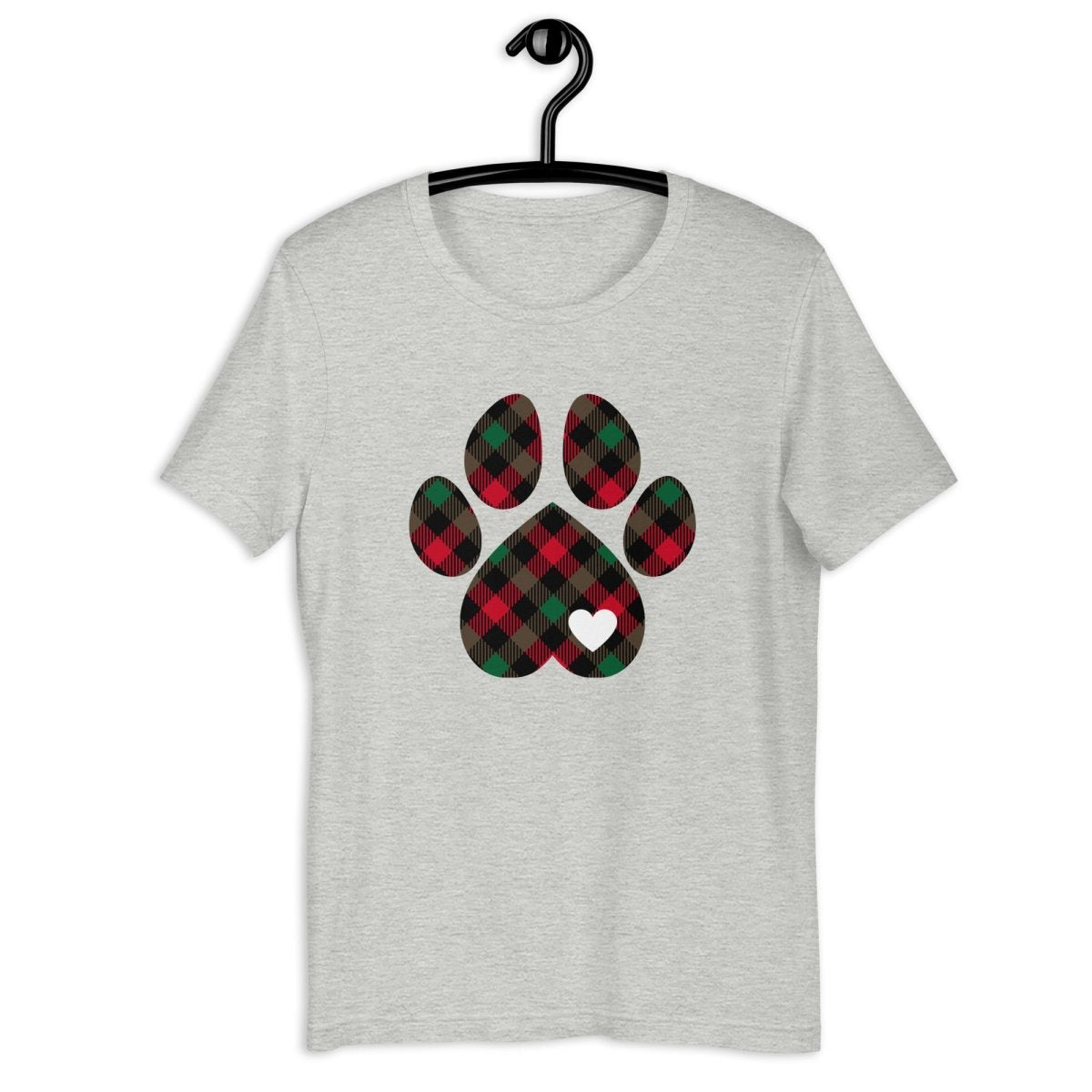 Christmas Plaid Dog Paw T-Shirt - DoggyLoveandMore