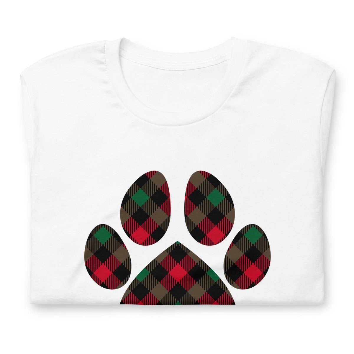 Christmas Plaid Dog Paw T-Shirt - DoggyLoveandMore