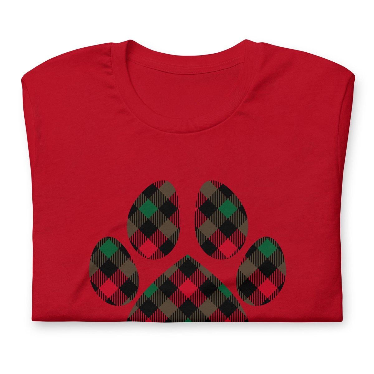Christmas Plaid Dog Paw T-Shirt - DoggyLoveandMore