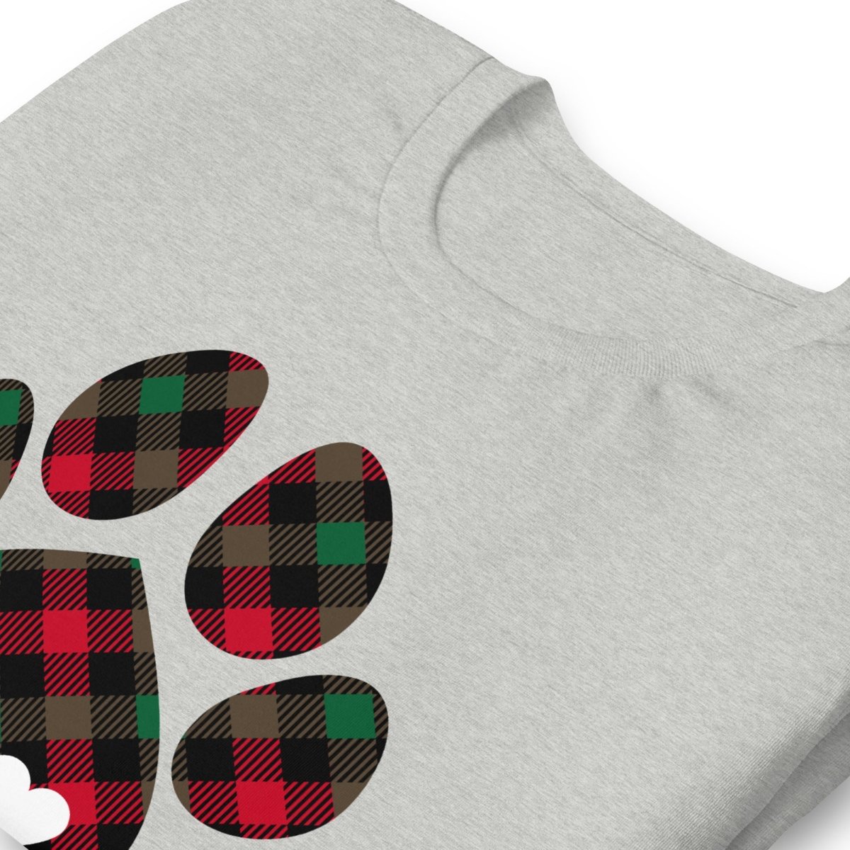 Christmas Plaid Dog Paw T-Shirt - DoggyLoveandMore