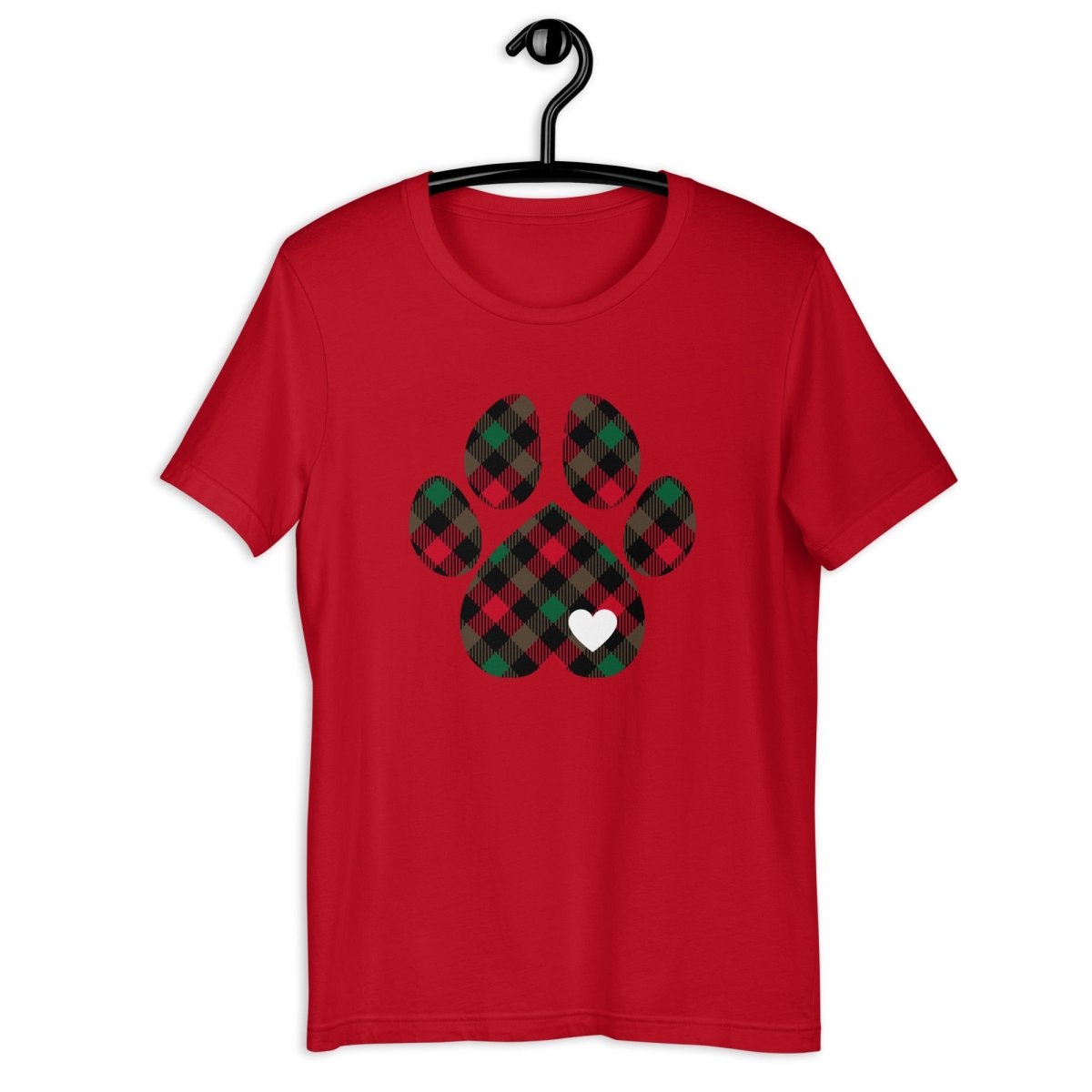 Christmas Plaid Dog Paw T-Shirt - DoggyLoveandMore