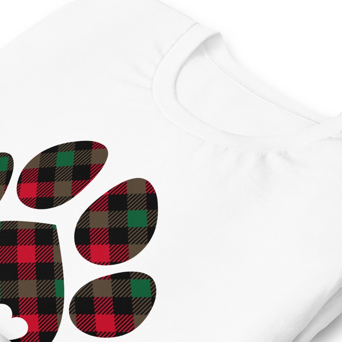 Christmas Plaid Dog Paw T-Shirt - DoggyLoveandMore