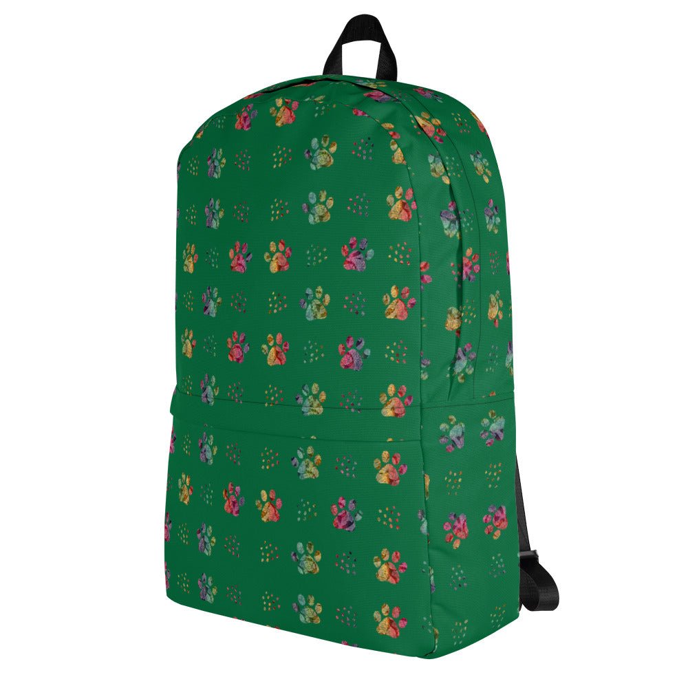 Dark Green Paw Prints Backpack - DoggyLoveandMore