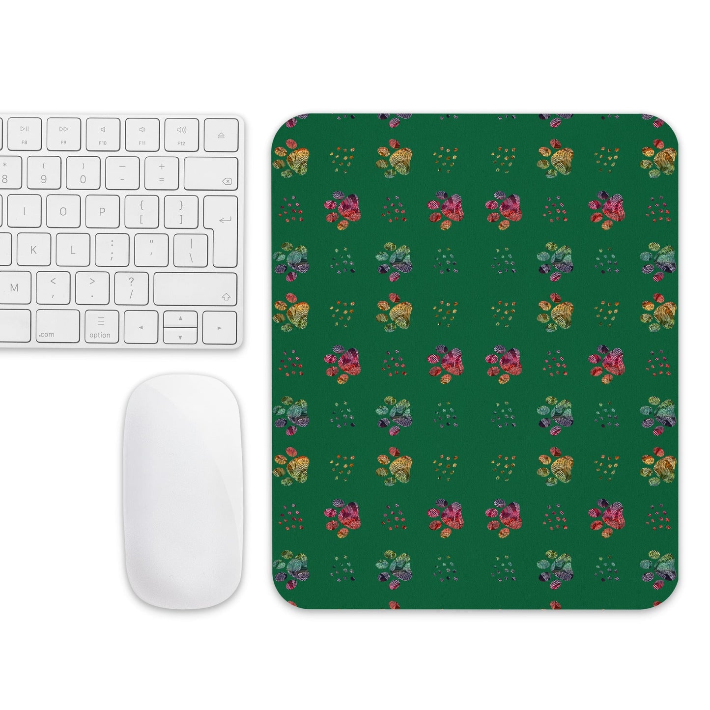 Dark Green Paw Prints Mouse Pad - DoggyLoveandMore