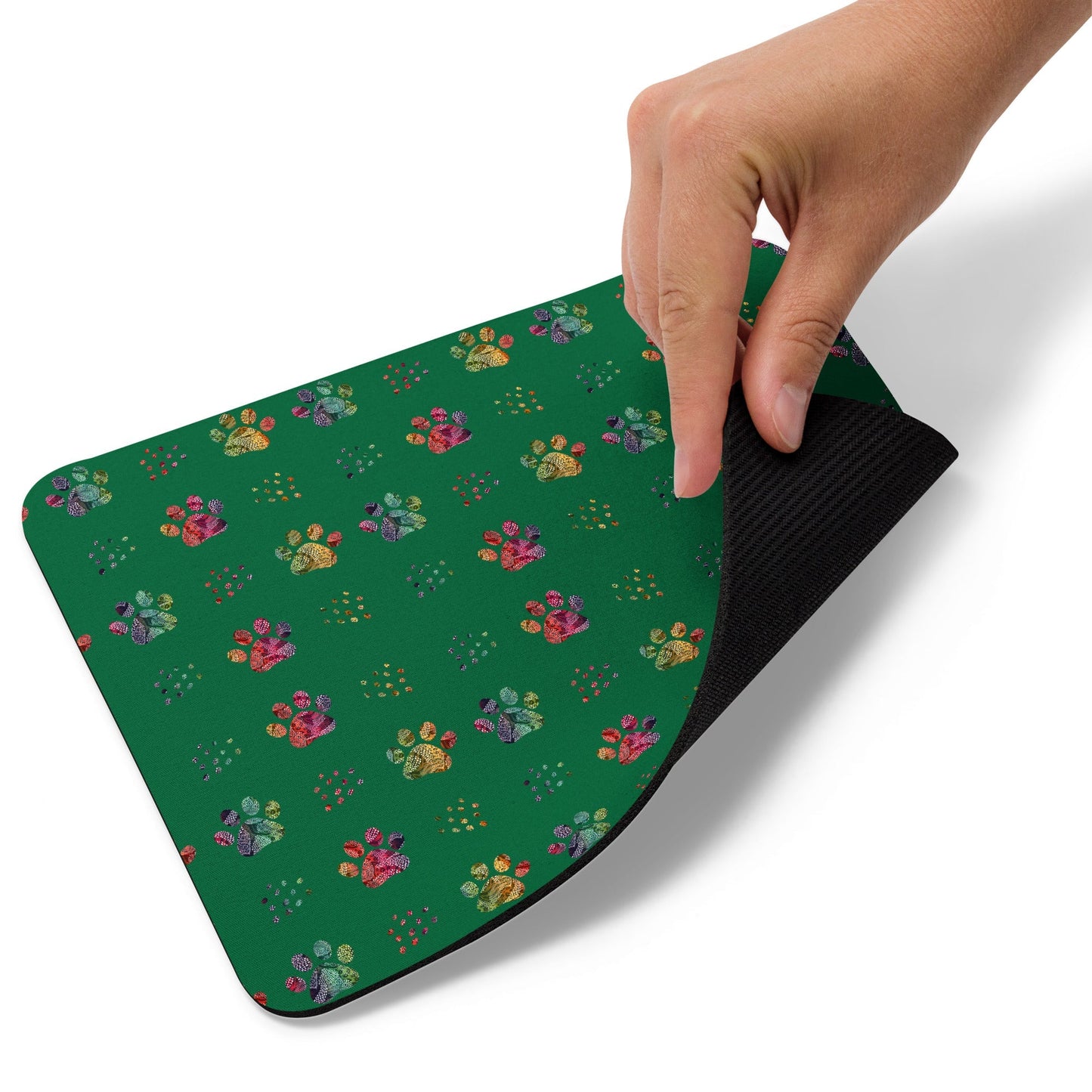 Dark Green Paw Prints Mouse Pad - DoggyLoveandMore