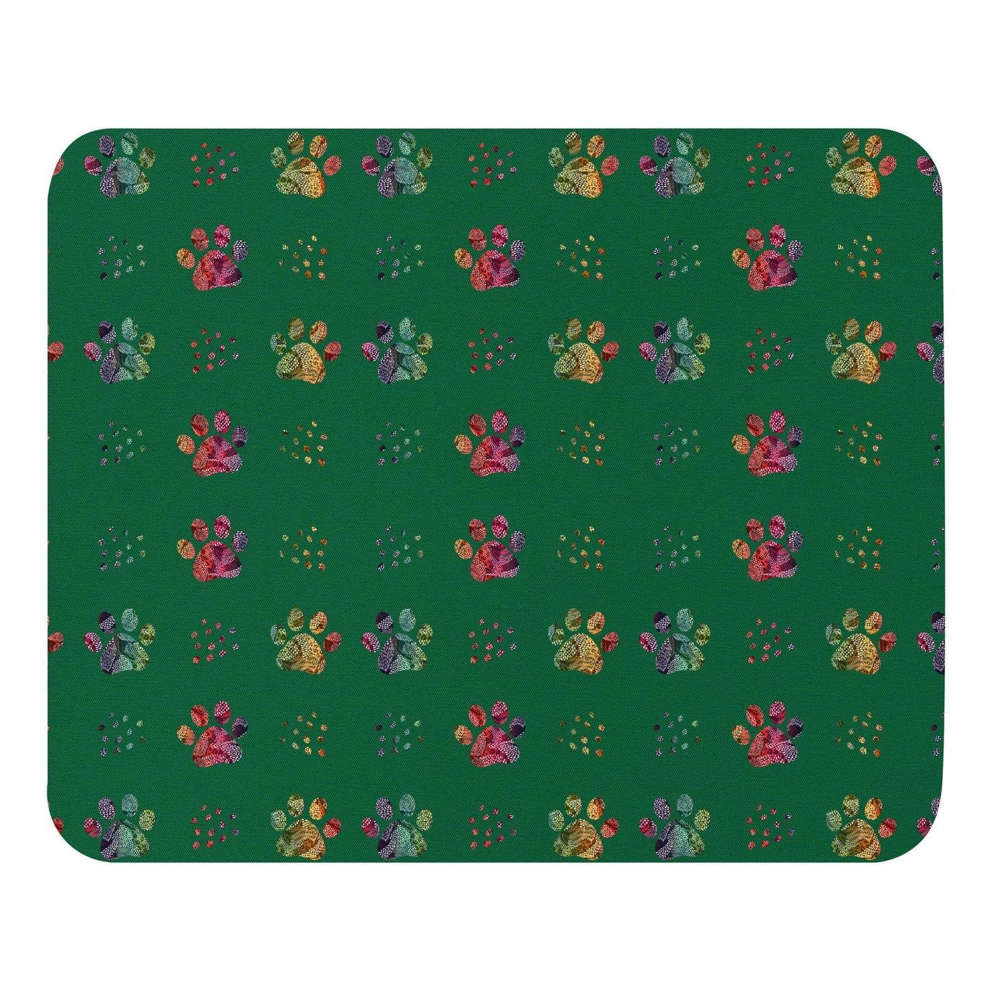 Dark Green Paw Prints Mouse Pad - DoggyLoveandMore