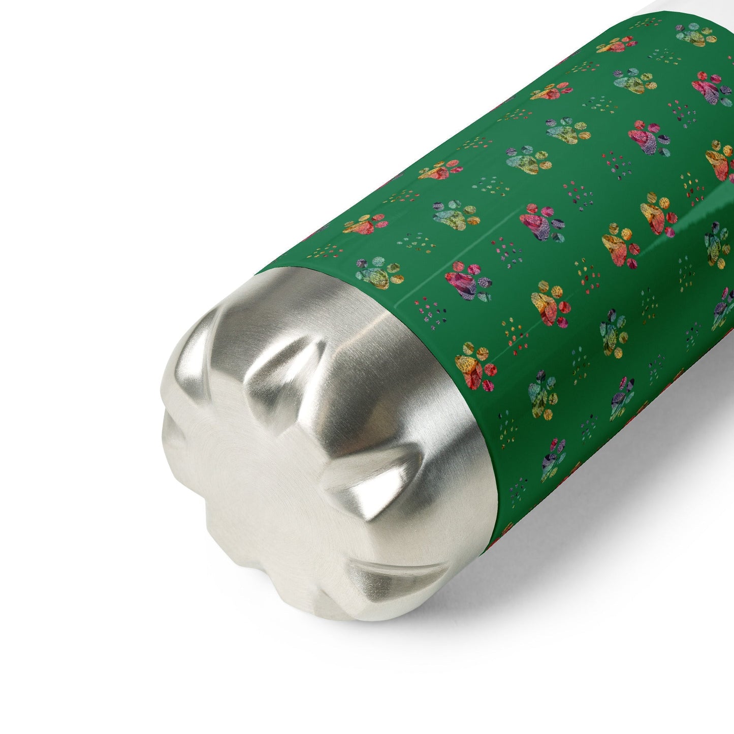 Dark Green Paw Prints Stainless Steel Water Bottle - DoggyLoveandMore