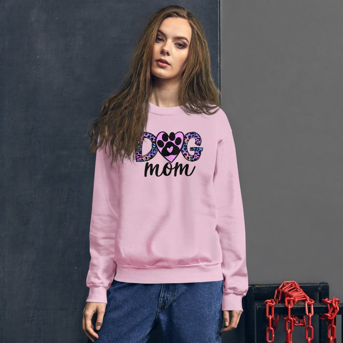 Dog Mom Leopard Paw Sweatshirt - DoggyLoveandMore