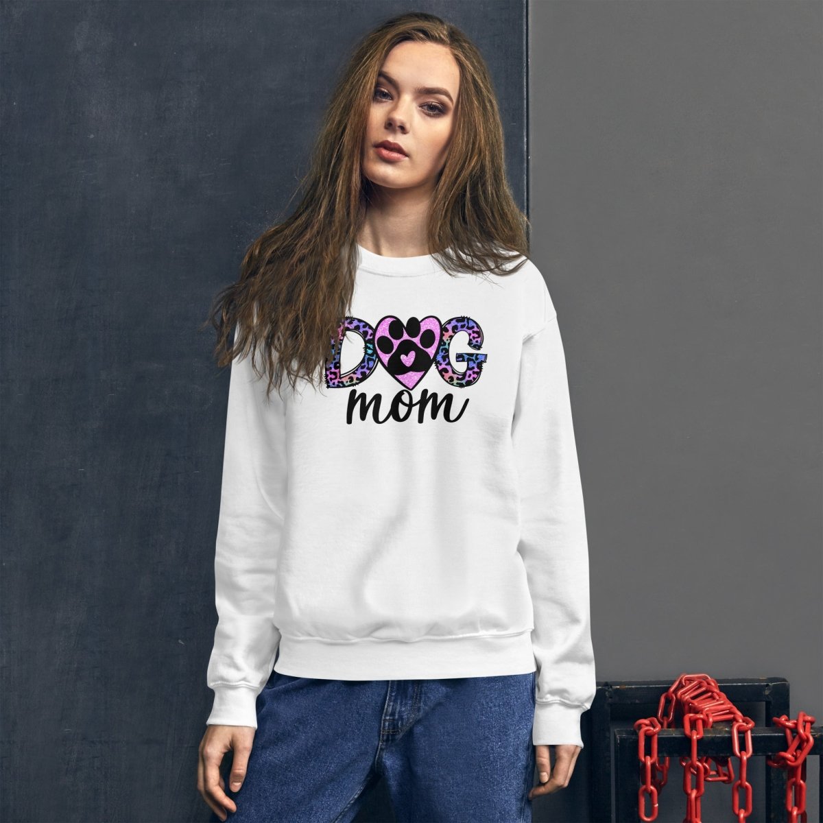 Dog Mom Leopard Paw Sweatshirt - DoggyLoveandMore