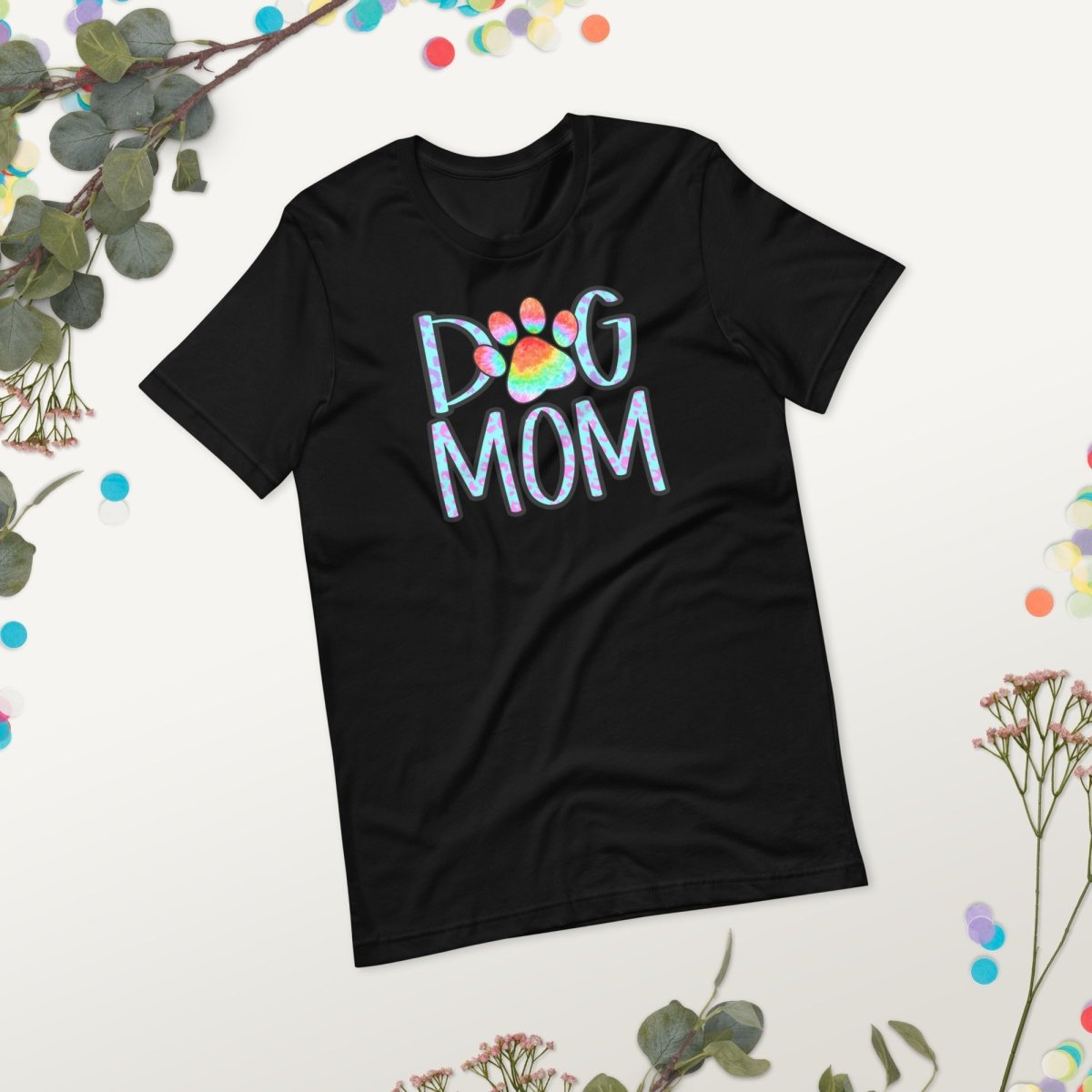 Dog Mom Tie Dye Paw T-Shirt - DoggyLoveandMore