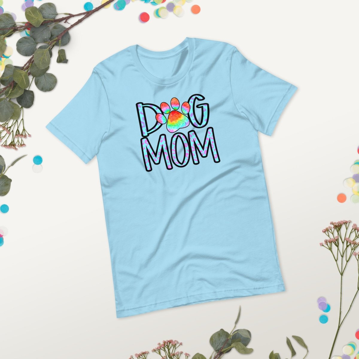 Dog Mom Tie Dye Paw T-Shirt - DoggyLoveandMore