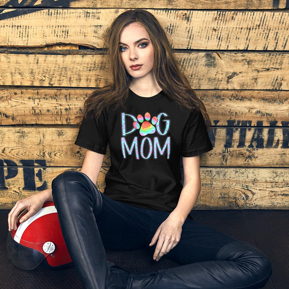 Dog Mom Tie Dye Paw T-Shirt - DoggyLoveandMore