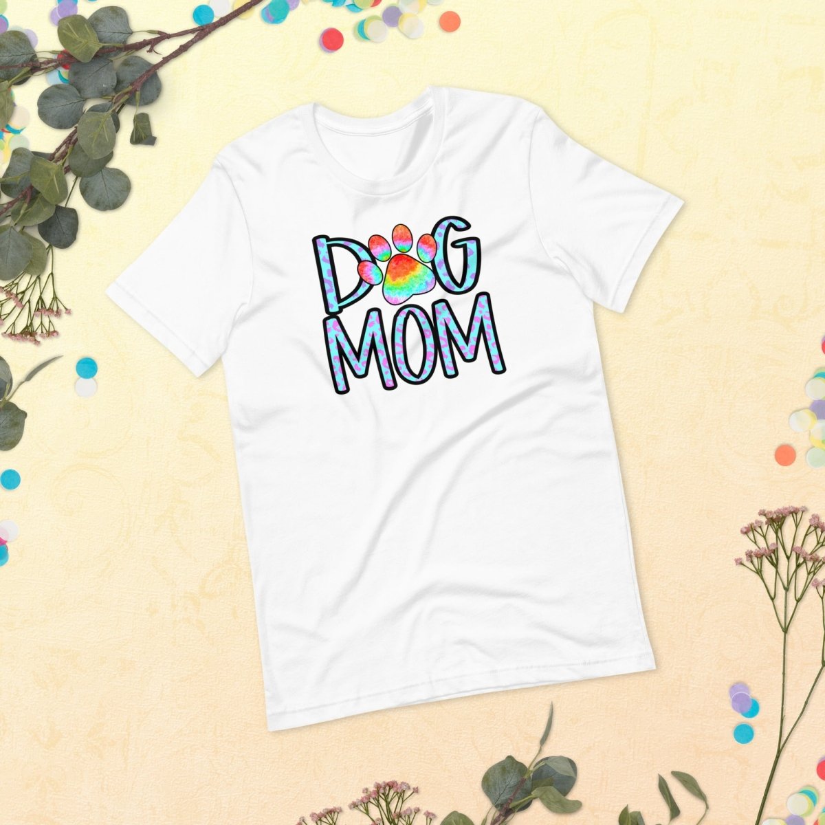 Dog Mom Tie Dye Paw T-Shirt - DoggyLoveandMore