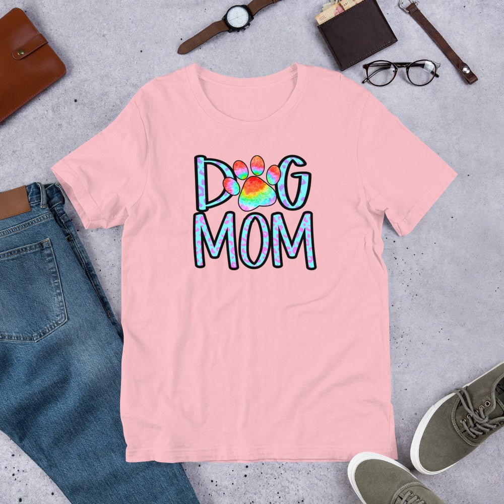 Dog Mom Tie Dye Paw T-Shirt - DoggyLoveandMore