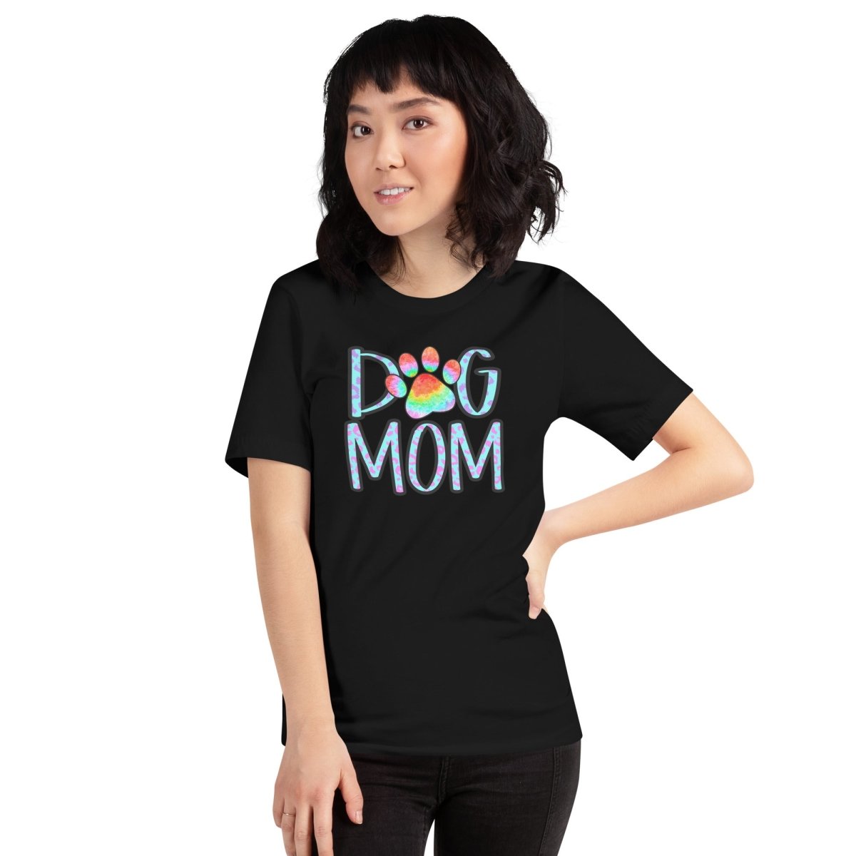 Dog Mom Tie Dye Paw T-Shirt - DoggyLoveandMore