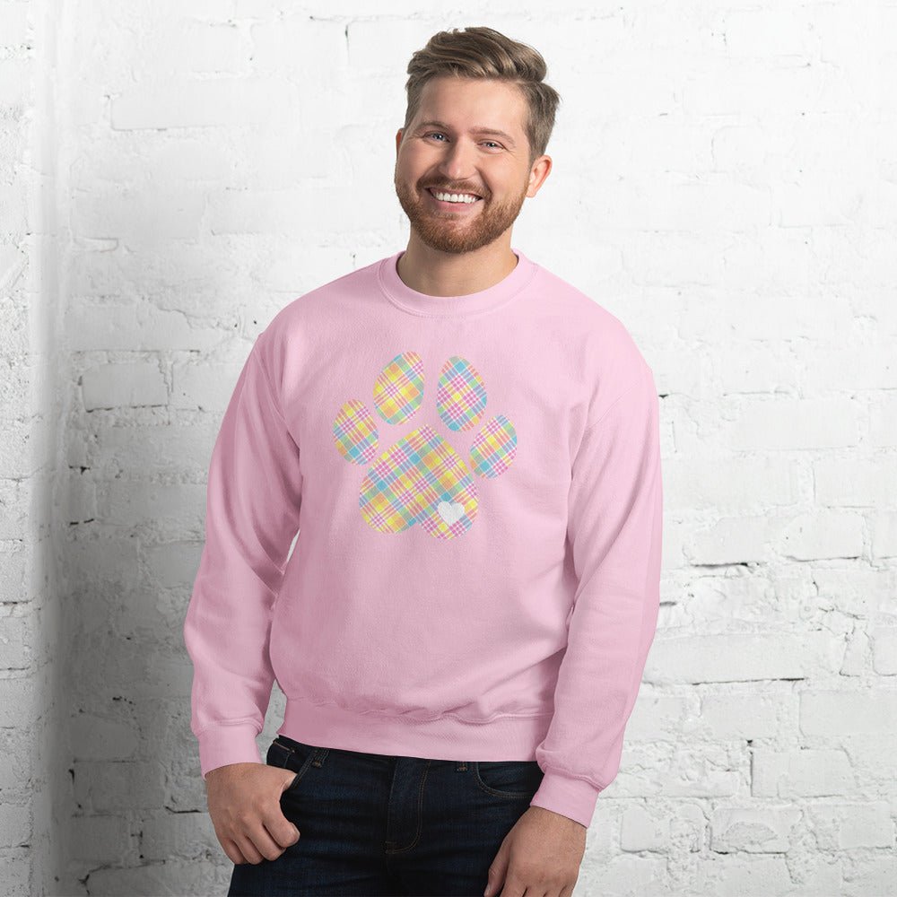 Easter Plaid Dog Paw Sweatshirt - DoggyLoveandMore
