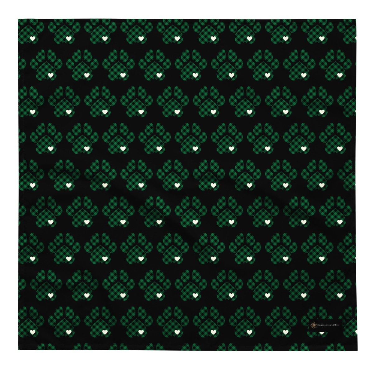 Green Buffalo Plaid Dog Paw Bandana - DoggyLoveandMore