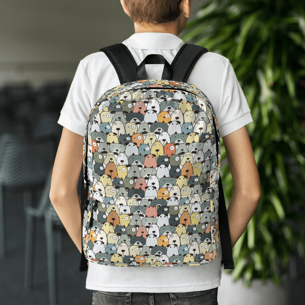 Green Cartoon Dogs Backpack - DoggyLoveandMore