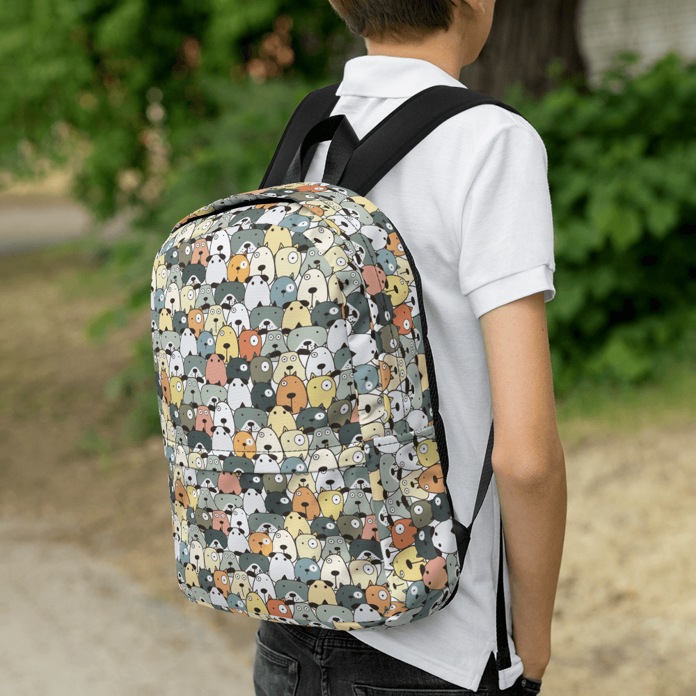 Green Cartoon Dogs Backpack - DoggyLoveandMore