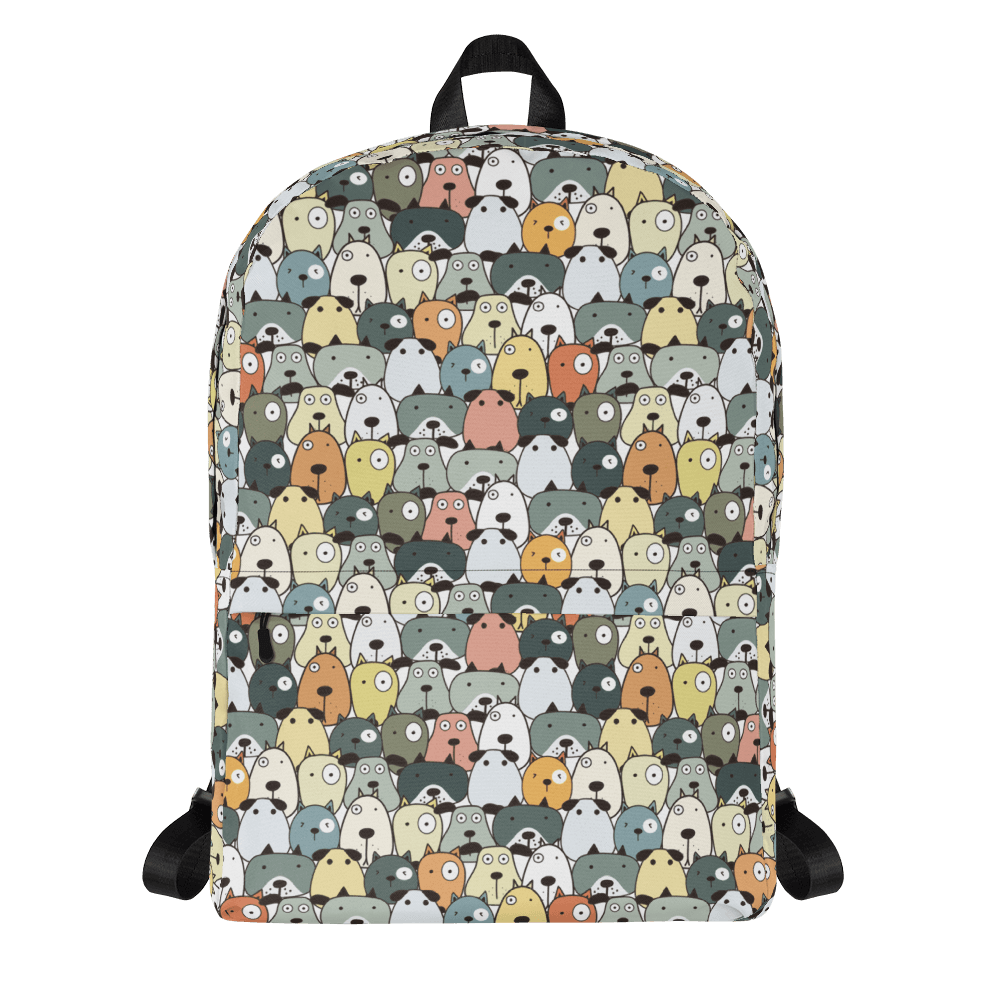 Green Cartoon Dogs Backpack - DoggyLoveandMore