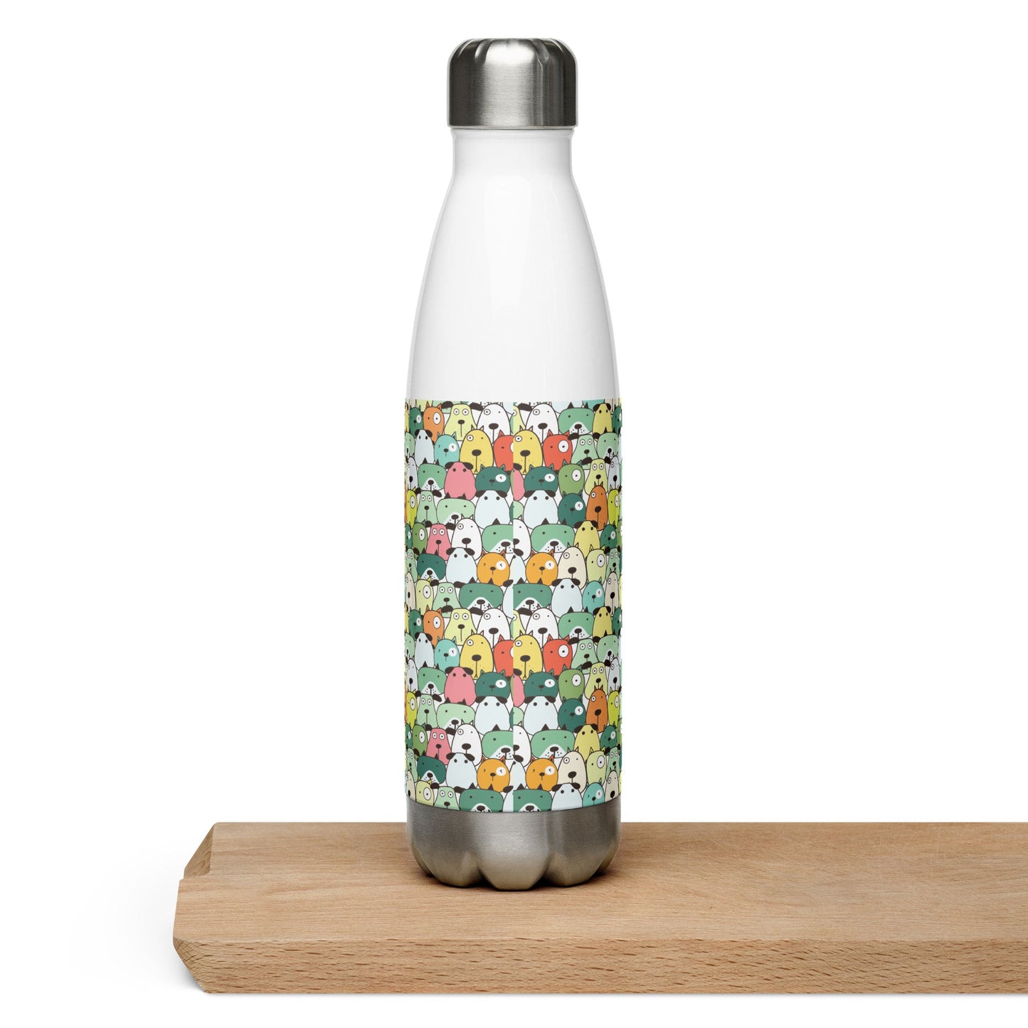 Green Cartoon Dogs Stainless Steel Water Bottle - DoggyLoveandMore
