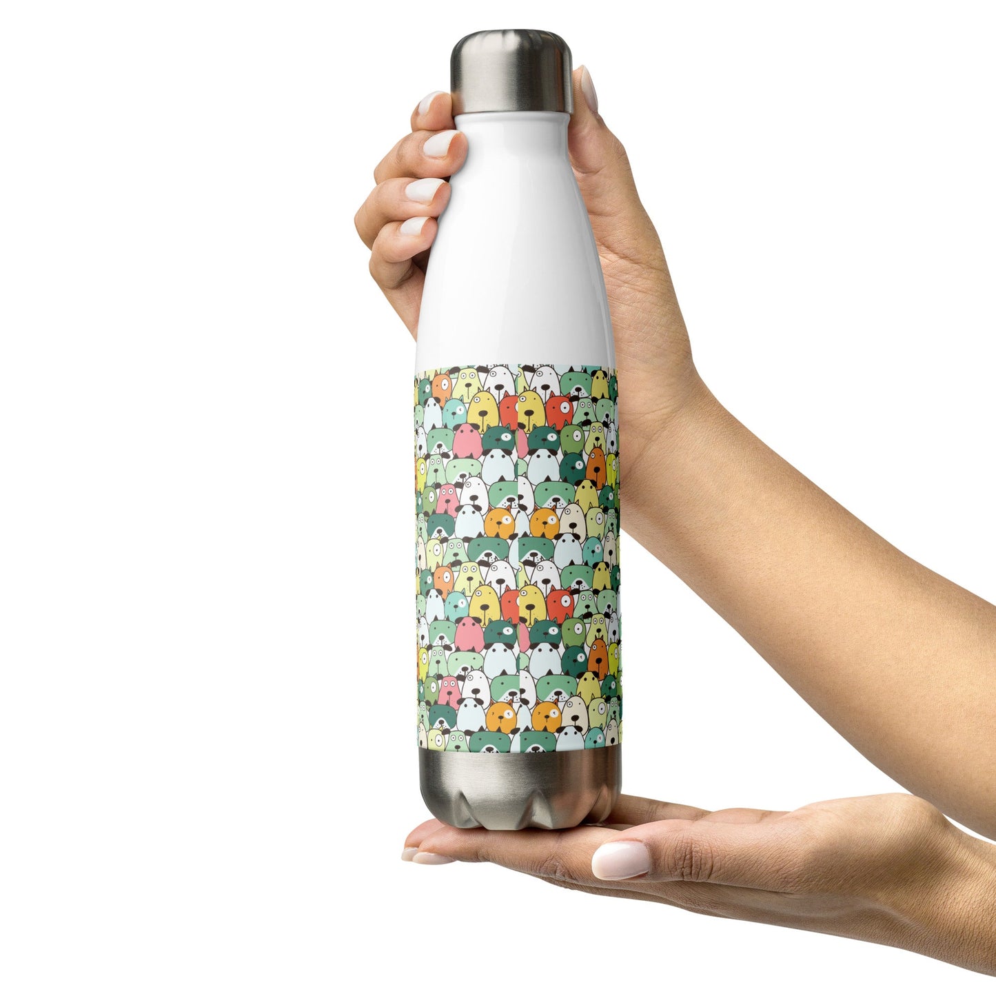 Green Cartoon Dogs Stainless Steel Water Bottle - DoggyLoveandMore