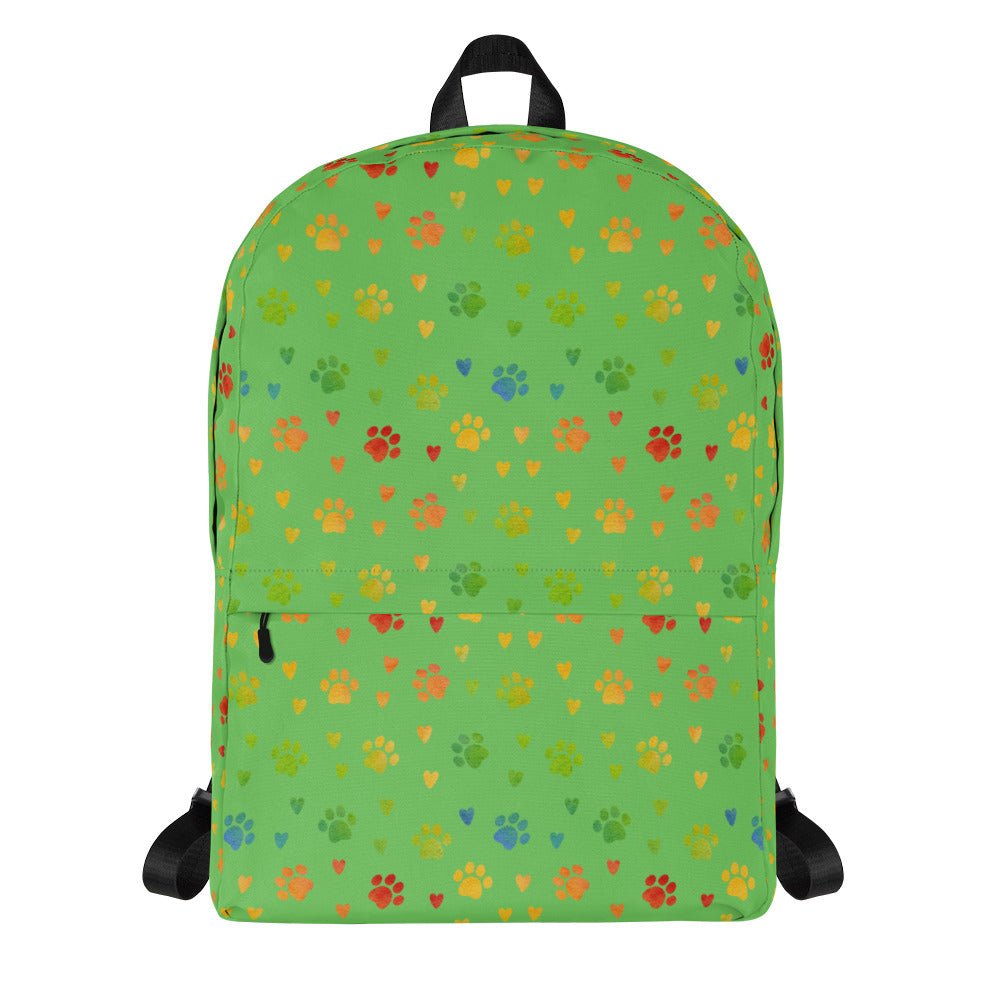 Green Paw Prints Backpack - DoggyLoveandMore