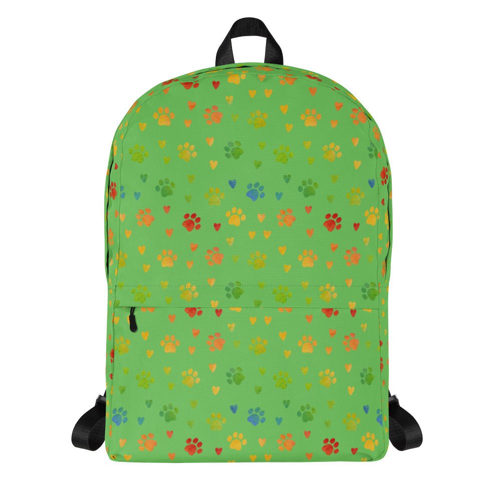 Green Paw Prints Backpack - DoggyLoveandMore