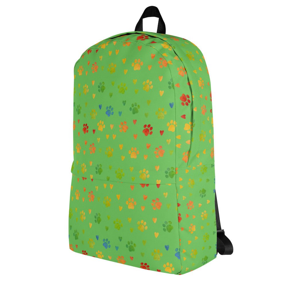 Green Paw Prints Backpack - DoggyLoveandMore