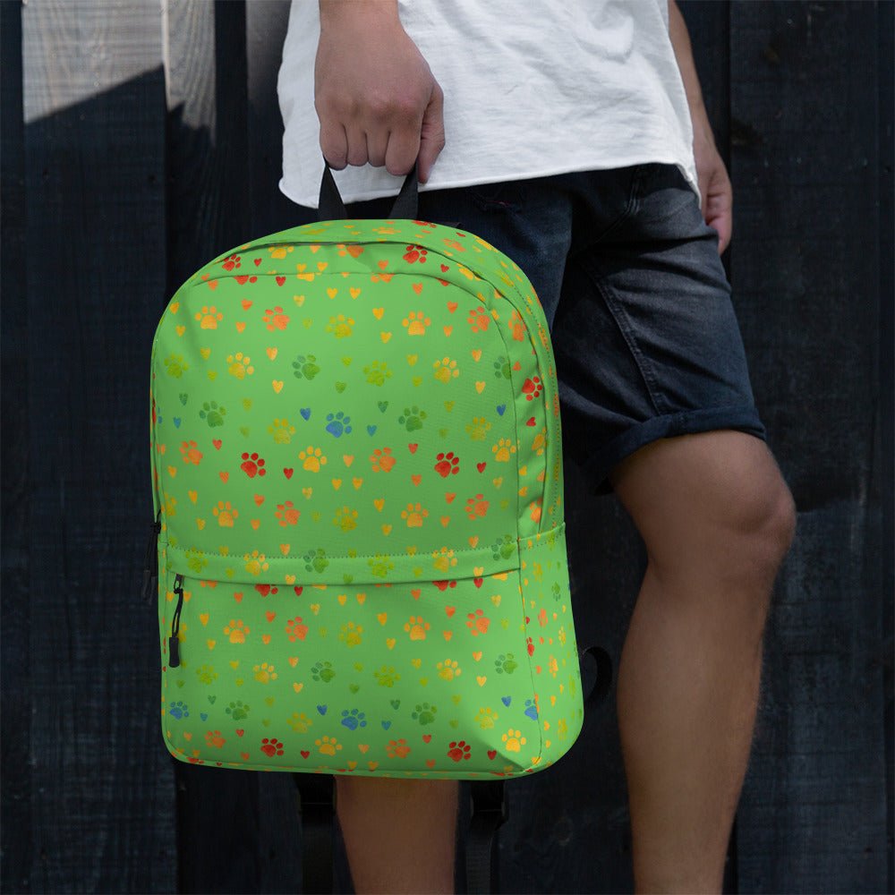 Green Paw Prints Backpack - DoggyLoveandMore