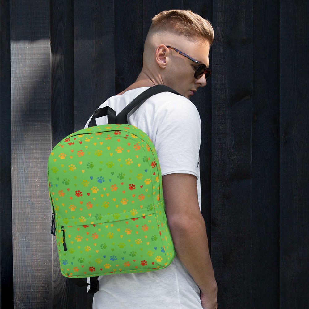 Green Paw Prints Backpack - DoggyLoveandMore